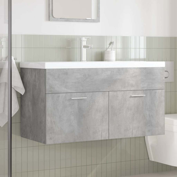 Mobile da Bagno con Lavabo Integrato e Rubinetto Grigio Cemento