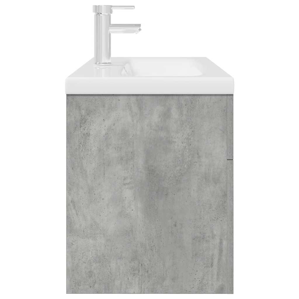 Mobile da Bagno con Lavabo Integrato e Rubinetto-Armadietto da bagno con Lavandino Grigio Cemento 559464