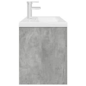 Mobile da Bagno con Lavabo Integrato e Rubinetto-Armadietto da bagno con Lavandino Grigio Cemento 559464