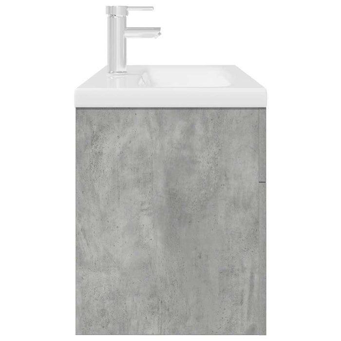 Mobile da Bagno con Lavabo Integrato e Rubinetto-Armadietto da bagno con Lavandino Grigio Cemento 559464