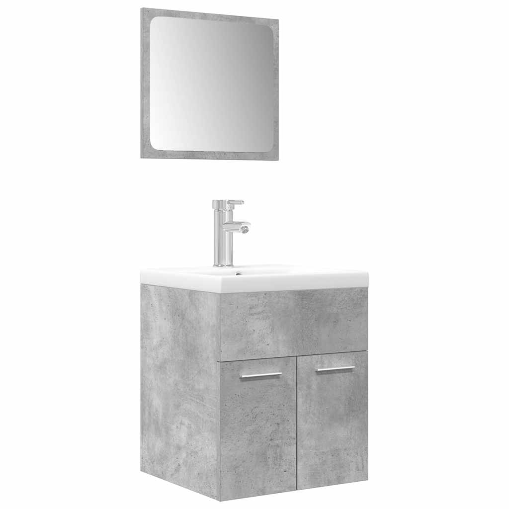 Set Mobili da Bagno 3 pz Grigio Cemento in Legno Multistrato 3324892