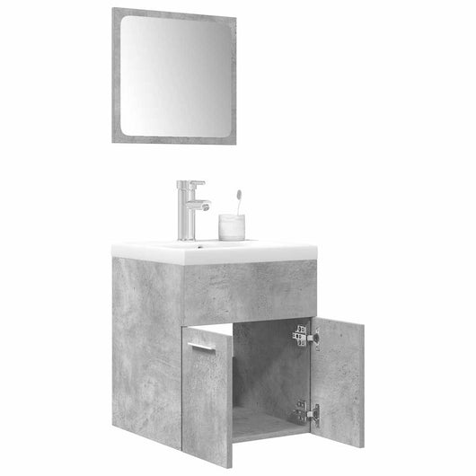Set Mobili da Bagno 3 pz Grigio Cemento in Legno Multistrato 3324892