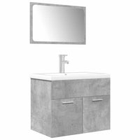 Set Mobili da Bagno 3 pz Grigio Cemento in Legno Multistrato 3324893
