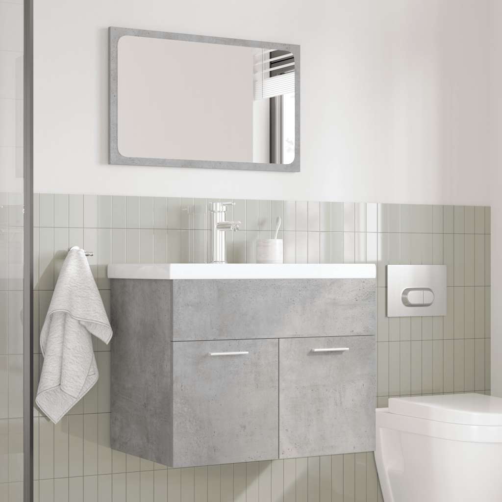 Set Mobili da Bagno 3 pz Grigio Cemento in Legno Multistrato