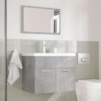 Set Mobili da Bagno 3 pz Grigio Cemento in Legno Multistrato