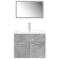 Set Mobili da Bagno 3 pz Grigio Cemento in Legno Multistrato
