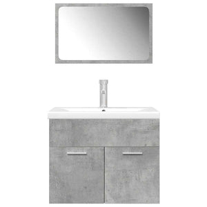 Set Mobili da Bagno 3 pz Grigio Cemento in Legno Multistrato