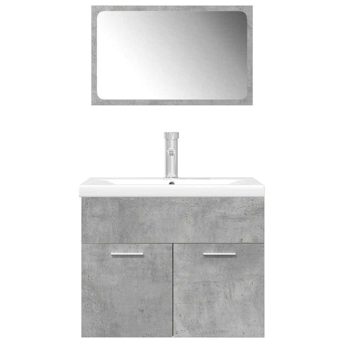 Set Mobili da Bagno 3 pz Grigio Cemento in Legno Multistrato