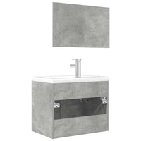 Set Mobili da Bagno 3 pz Grigio Cemento in Legno Multistrato