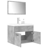 Set Mobili da Bagno 3 pz Grigio Cemento in Legno Multistrato 3324893