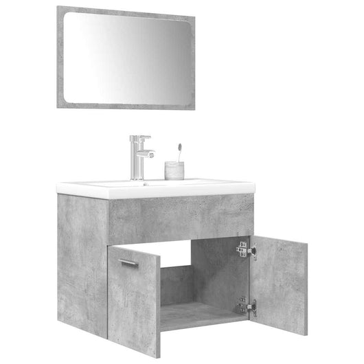 Set Mobili da Bagno 3 pz Grigio Cemento in Legno Multistrato 3324893