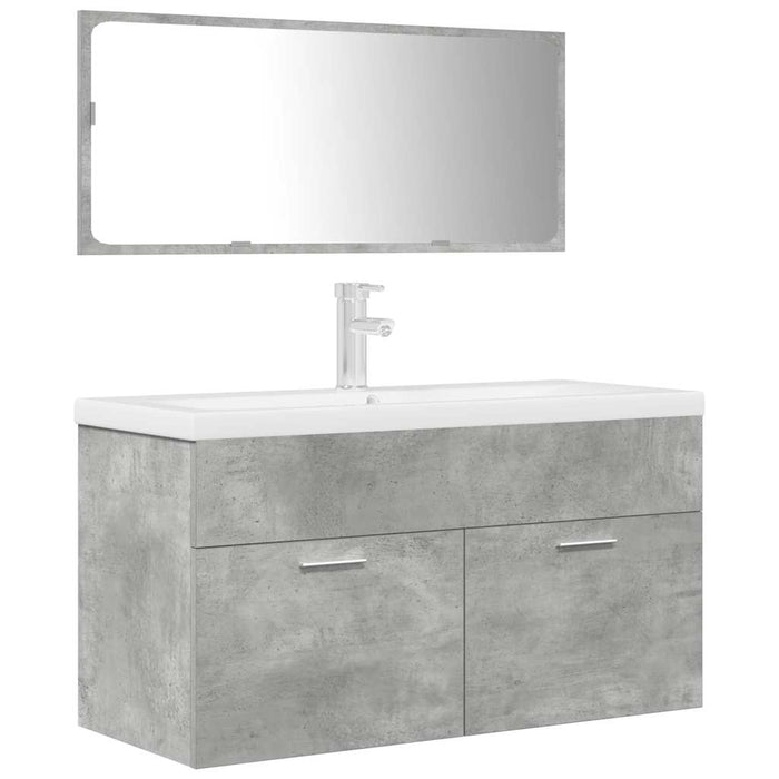Set Mobili da Bagno 3 pz Grigio Cemento in Legno Multistrato 3324894