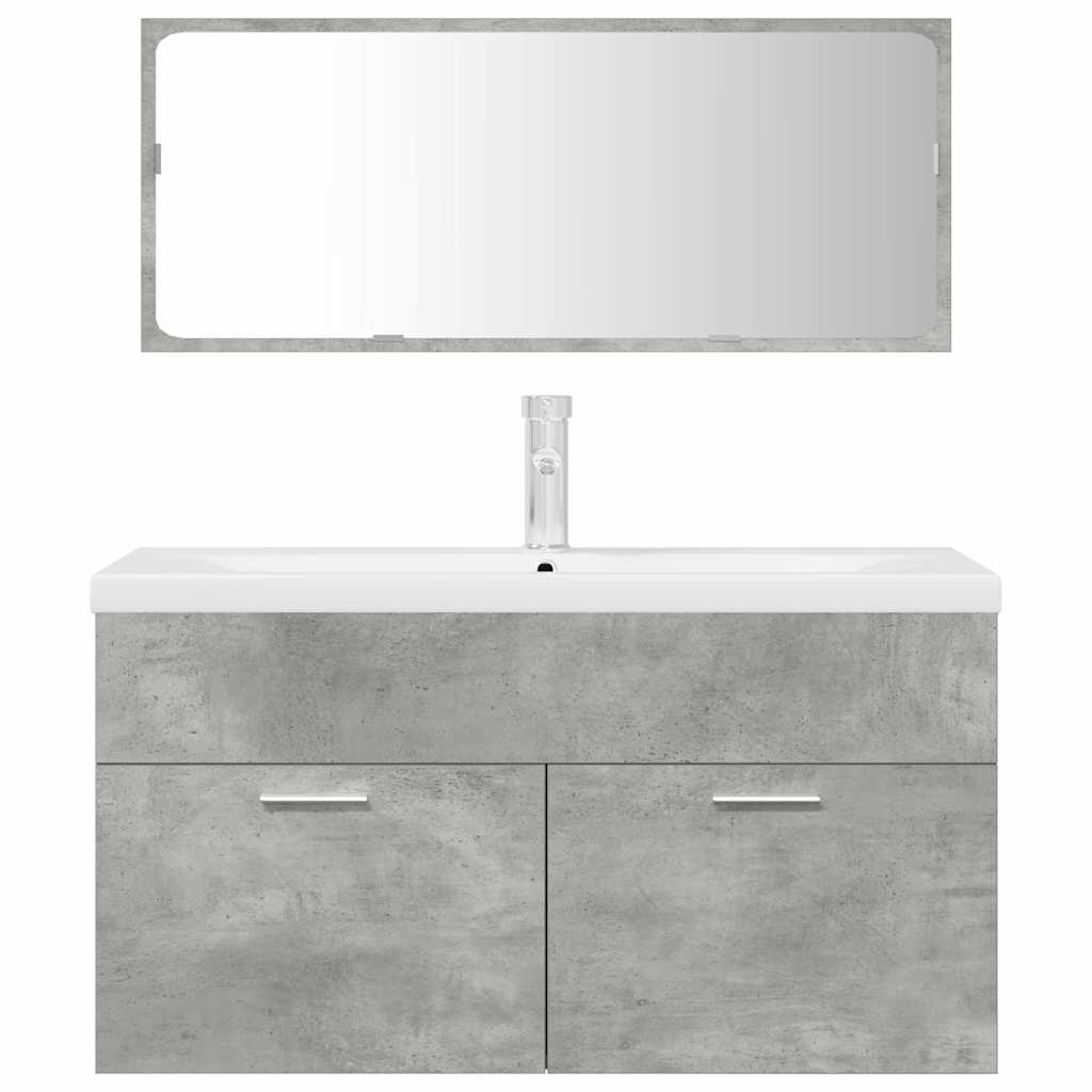 Set Mobili da Bagno 3 pz Grigio Cemento in Legno Multistrato 3324894