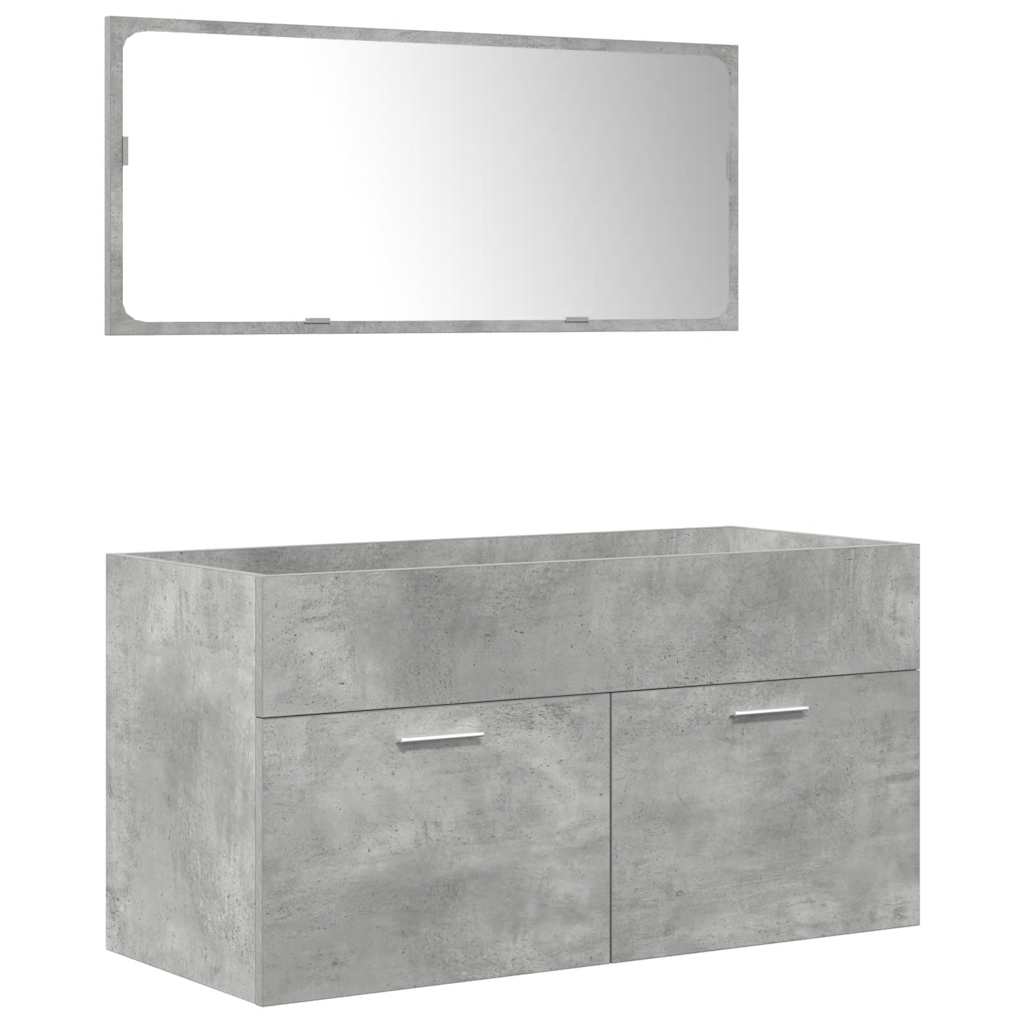 Set Mobili da Bagno 3 pz Grigio Cemento in Legno Multistrato 3324894