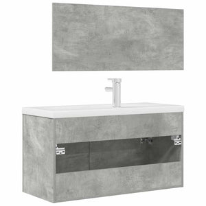 vidaXL Set Mobili da Bagno 3 pz Grigio Cemento in Legno Multistrato