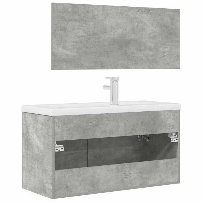 vidaXL Set Mobili da Bagno 3 pz Grigio Cemento in Legno Multistrato