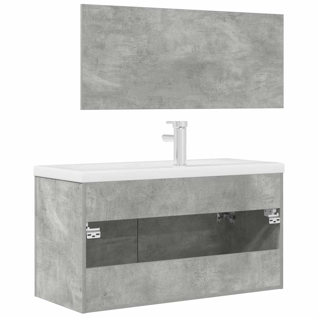 Set Mobili da Bagno 3 pz Grigio Cemento in Legno Multistrato 3324894