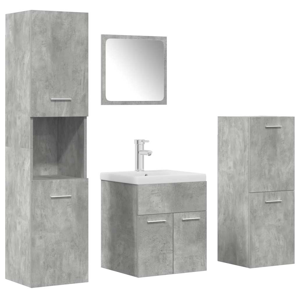 Set Mobili da Bagno 5 pz Grigio Cemento in Legno Multistrato 3324895