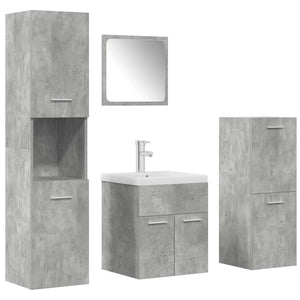 Set Mobili da Bagno 5 pz Grigio Cemento in Legno Multistrato 3324895