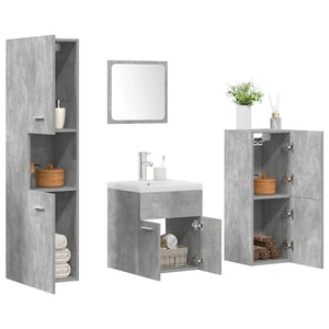 vidaXL Set Mobili da Bagno 5 pz Grigio Cemento in Legno Multistrato