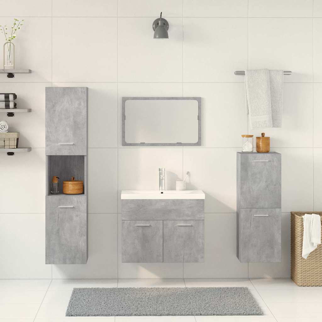 Set Mobili da Bagno 5 pz Grigio Cemento in Legno Multistrato 3324896
