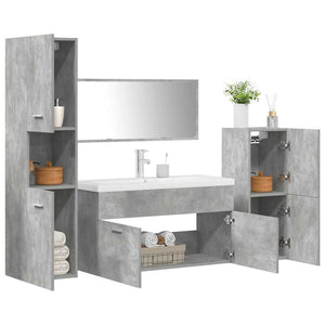 vidaXL Set Mobili da Bagno 5 pz Grigio Cemento in Legno Multistrato