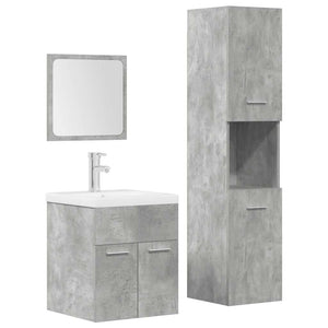 Set Mobili da Bagno 4 pz Grigio Cemento in Legno Multistrato