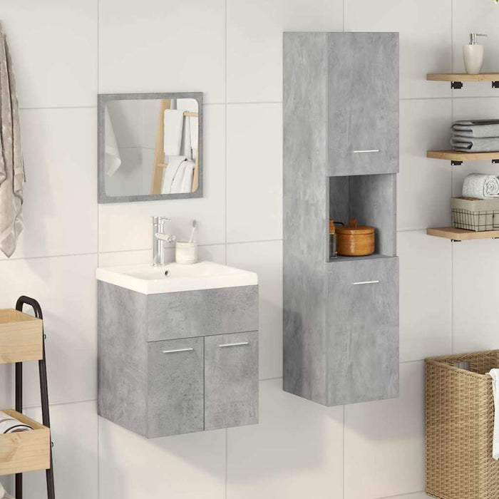 Set Mobili da Bagno 4 pz Grigio Cemento in Legno Multistrato 3324898