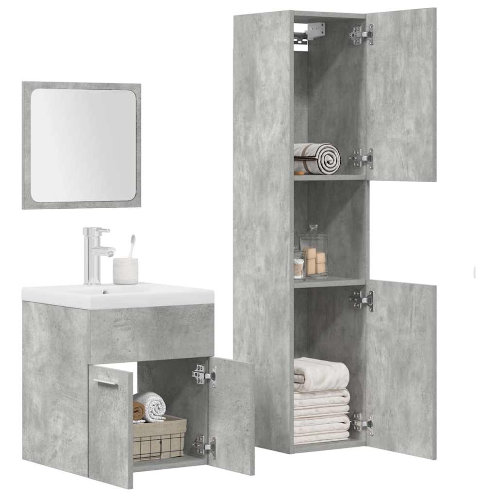 Set Mobili da Bagno 4 pz Grigio Cemento in Legno Multistrato 3324898