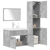 Set Mobili da Bagno 4 pz Grigio Cemento in Legno Multistrato