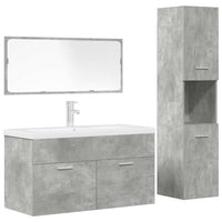 Set Mobili da Bagno 4 pz Grigio Cemento in Legno Multistrato