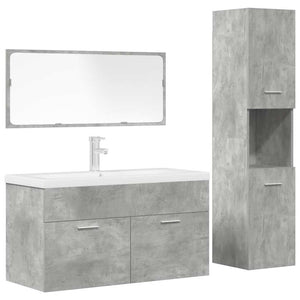 Set Mobili da Bagno 4 pz Grigio Cemento in Legno Multistrato
