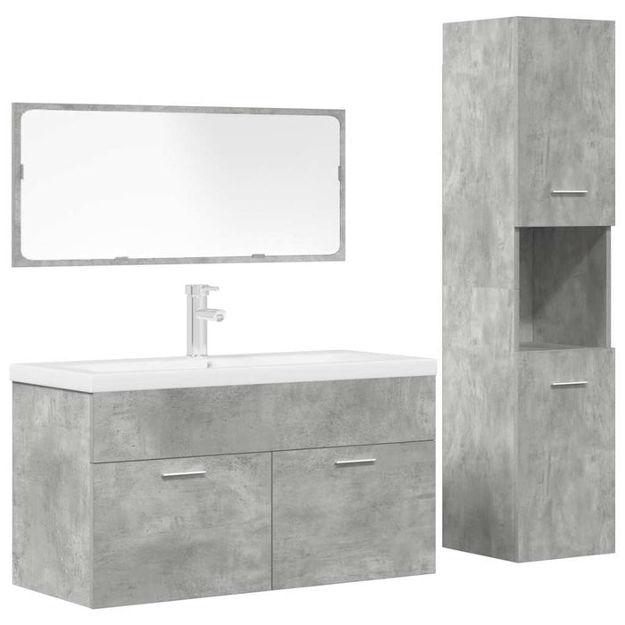 Set Mobili da Bagno 4 pz Grigio Cemento in Legno Multistrato