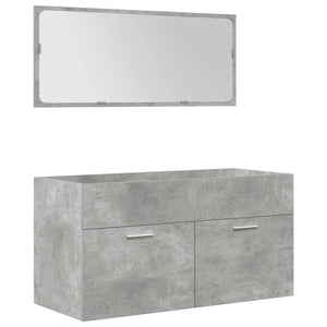 Set Mobili da Bagno 4 pz Grigio Cemento in Legno Multistrato