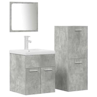 Set Mobili da Bagno 4 pz Grigio Cemento in Legno Multistrato 3324901