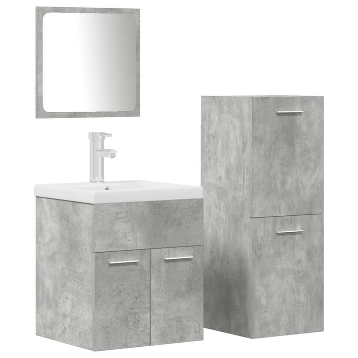 Set Mobili da Bagno 4 pz Grigio Cemento in Legno Multistrato 3324901