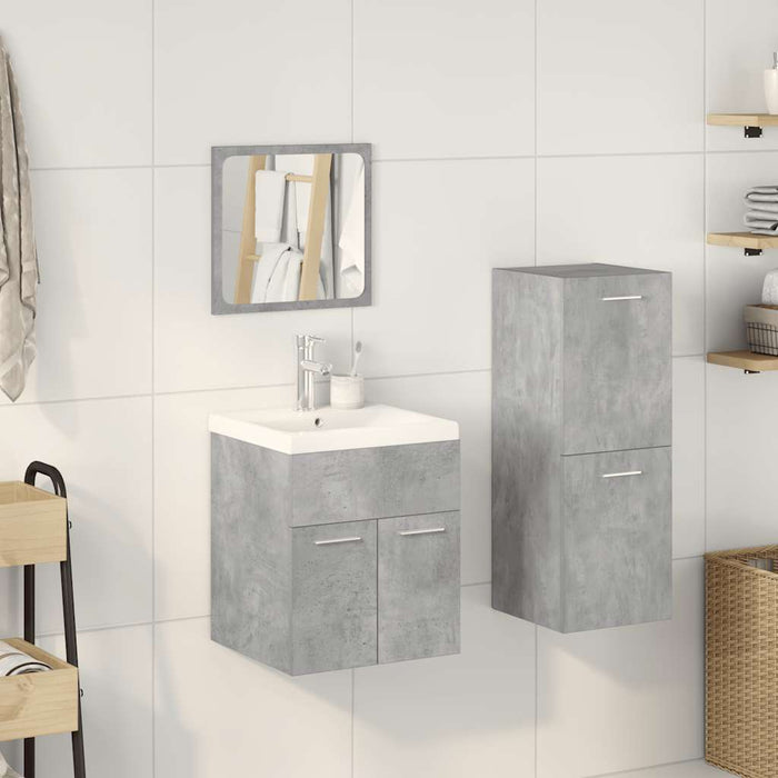 Set Mobili da Bagno 4 pz Grigio Cemento in Legno Multistrato