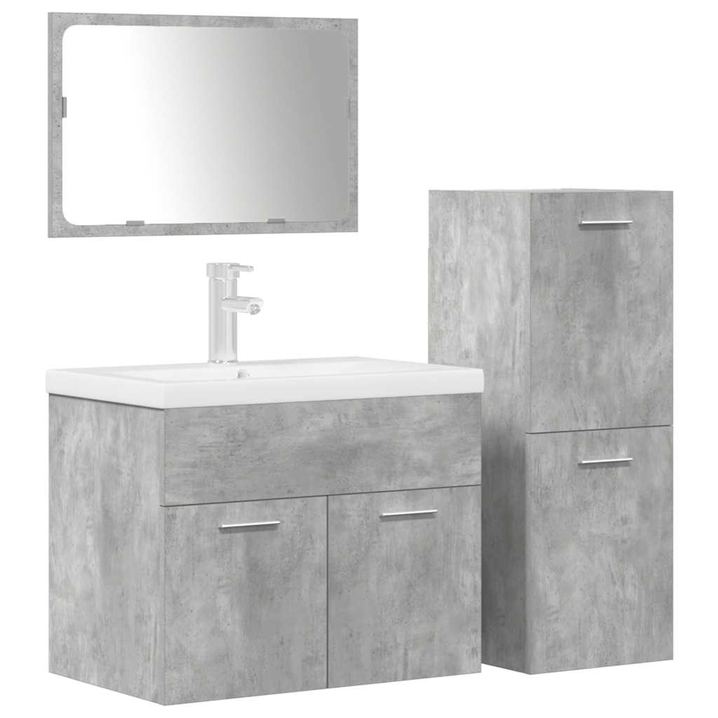 Set Mobili da Bagno 4 pz Grigio Cemento in Legno Multistrato 3324902