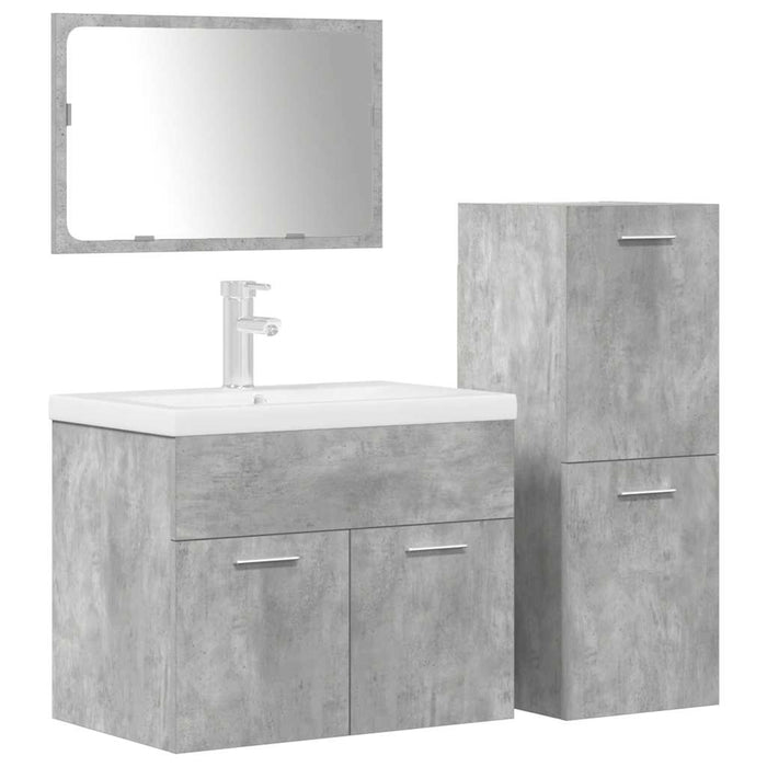 Set Mobili da Bagno 4 pz Grigio Cemento in Legno Multistrato 3324902