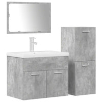 Set Mobili da Bagno 4 pz Grigio Cemento in Legno Multistrato
