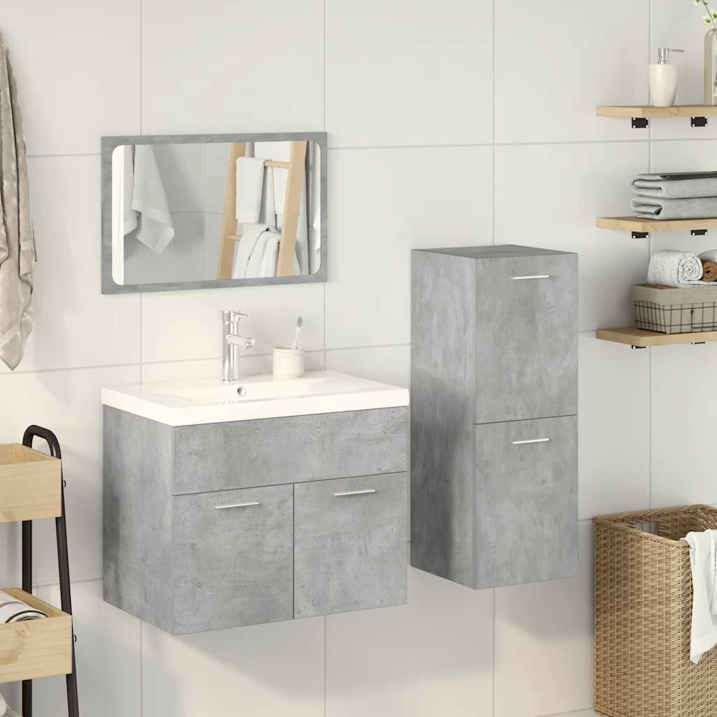 Set Mobili da Bagno 4 pz Grigio Cemento in Legno Multistrato 3324902