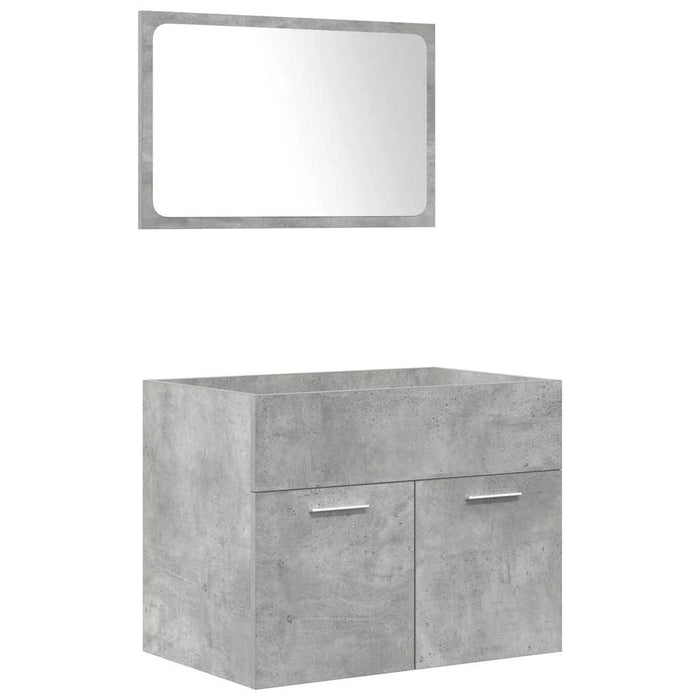 Set Mobili da Bagno 4 pz Grigio Cemento in Legno Multistrato