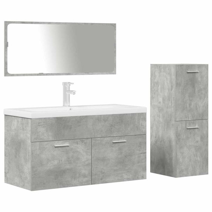 Set Mobili da Bagno 4 pz Grigio Cemento in Legno Multistrato