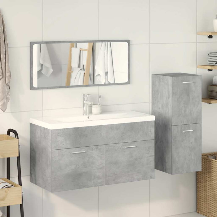 Set Mobili da Bagno 4 pz Grigio Cemento in Legno Multistrato