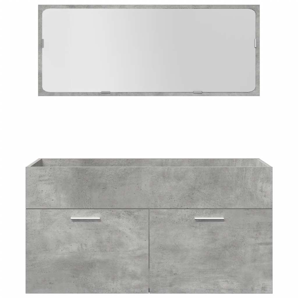 Set Mobili da Bagno 4 pz Grigio Cemento in Legno Multistrato