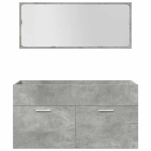 Set Mobili da Bagno 4 pz Grigio Cemento in Legno Multistrato