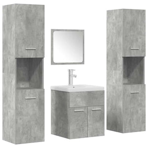 Set Mobili da Bagno 5 pz Grigio Cemento in Legno Multistrato 3324904
