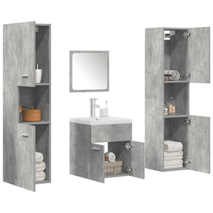 Set Mobili da Bagno 5 pz Grigio Cemento in Legno Multistrato 3324904