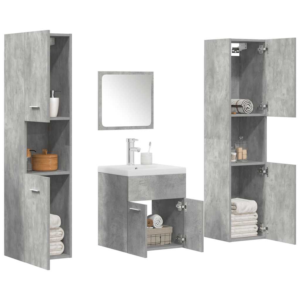 vidaXL Set Mobili da Bagno 5 pz Grigio Cemento in Legno Multistrato