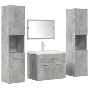 Set Mobili da Bagno 5 pz Grigio Cemento in Legno Multistrato 3324905